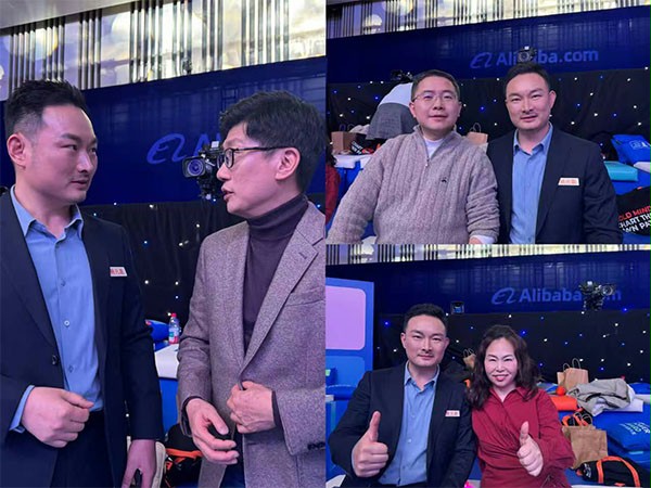 上图为：杨元嘉与三位专业评委交流合影，分别为：阿里巴巴国际站张阔总裁、知名经济学家薛兆丰教授、产品战略专家与畅销书作者梁宁