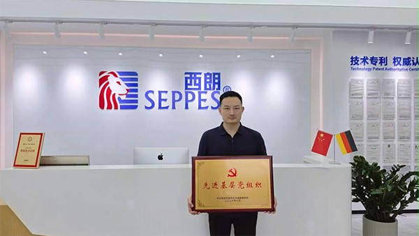 △上图为：蘑菇视频免费网站门业党支部获得上级颁发的“先进基层党组织”铜牌